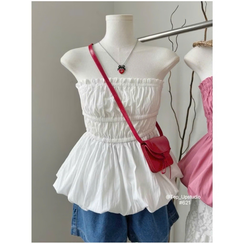 Áo Ống Gió Nhăn Bồng Xòe 2 Lớp