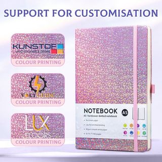 Sổ tay tạp chí long lanh HIGHVIEWLS, Sổ tay Notepad A5 Bling, 192 trang lót Sparkle College Ruled Hardcover Notebook dành cho nữ