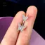 Nhẫn đính đá hai đầu bằng thép không gỉ Zircon xỏ khuyên bụng giả Trang sức cơ thể cho đồ trang trí nữ [Mina]