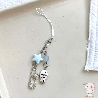 【Chamvn】Móc khóa điện thoại hình trái tim hình sao biển mặt dây chuyền túi xách Little Fresh Girl. hạt cườm