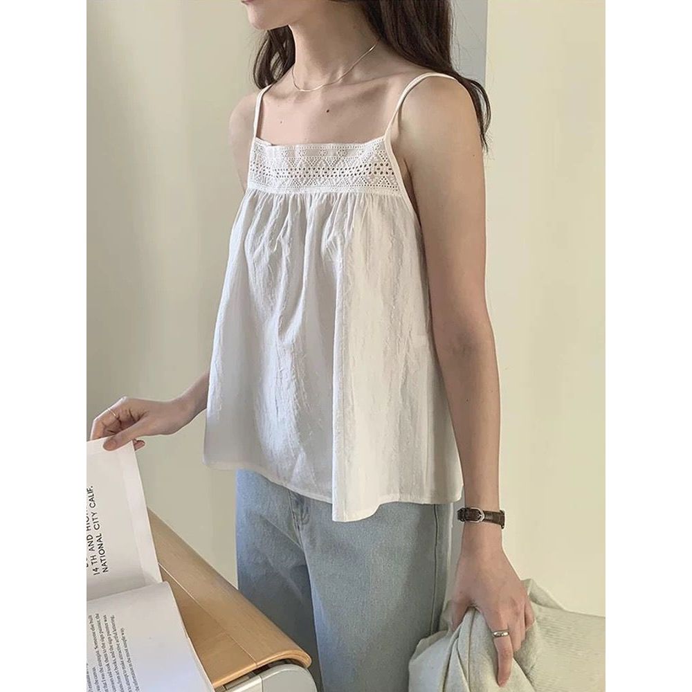 Áo yếm thêu mùa xuân hè, phong cách mới, kích cỡ lớn, đáy rộng, chất liệu lanh cotton