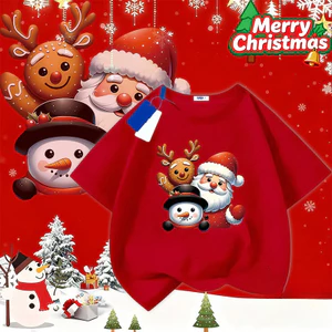 COD (Hồ Chí Minh)DREAMY BABY Áo thun tiệc đội nhóm Giáng sinh sản phẩm mới Áo thun màu đỏ 2026 M258