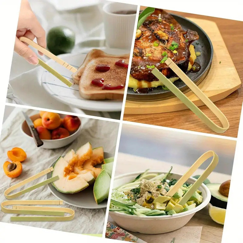 💦Tre Thực Phẩm Tông Fritters Pancakes Thịt Nướng Hấp Buns Tông Tre Picker Picker Tongs QXSL