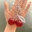 JUIC Cherry Móc Khóa, Nhựa Lấp Lánh Móc Khóa, Thời Trang DIY Trang Sức Lấp Lánh Trái Cây Xe Chìa Khóa Dành Cho Nữ Bé Gái