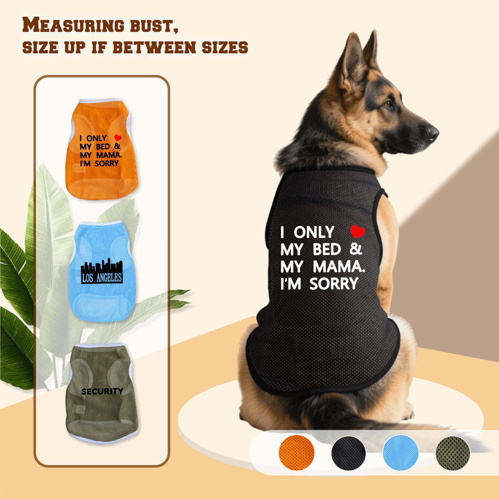 Áo vest lưới chó lớn 3XL-6XL, Los Angeles, in hình bố mẹ yêu thích, phong cách chui đầu, có 4 màu, thoải mái và thoáng khí, có thể giặt được bằng máy, thích hợp cho tất cả các chú chó lớn
