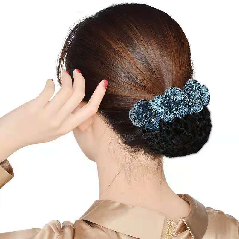 Chuyên Nghiệp Y Tá Hàng Không Tiếp Viên Ngân Hàng Phụ Kiện Tóc Lưới Túi Kẹp Tóc Có Thể Tháo Rời Lưới Tóc Kẹp Hoa Cho Nữ