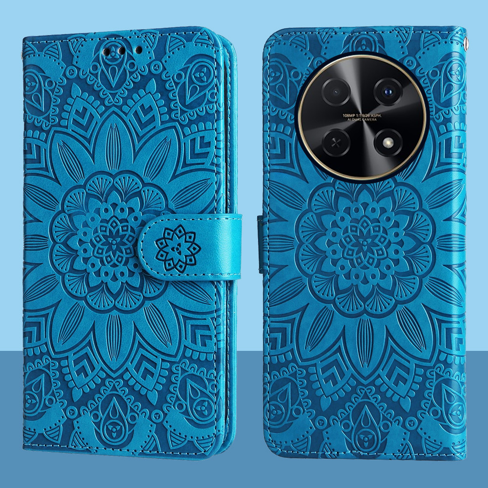 Ví da từ tính Flip Case cho Huawei Nova 14i 13i 12i Y91 Y90 Vỏ điện thoại hoa hướng dương dập nổi