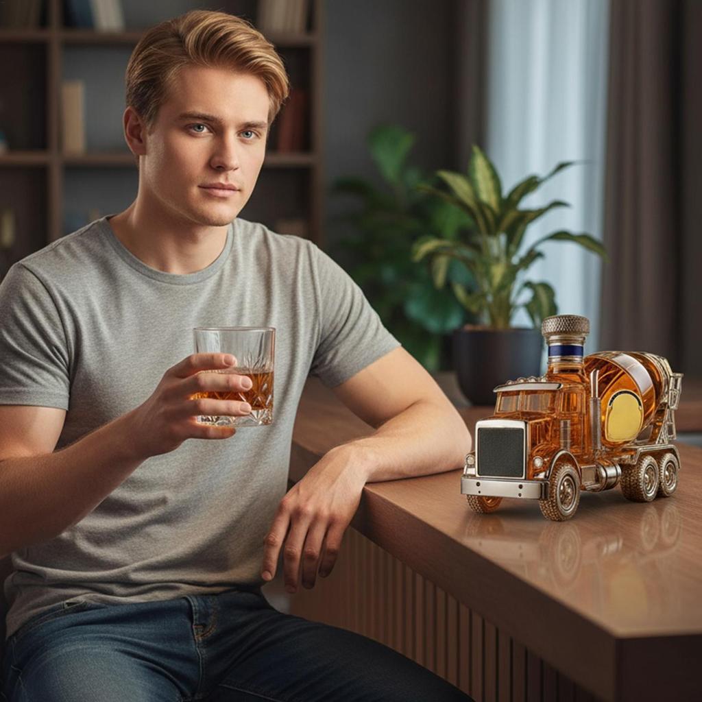 Thủy Tinh Whisky Bình Đựng Rượu Whisky Chủ Đề Xi Măng Trộn Xe Tải Chai Hình Xe Tải Thủy Tinh Whisky Bình Rượu Hài Hước shopidaevn