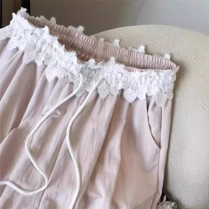 2025 Phong Cách Pháp Eo Ren Thiết Kế Eo Cao Drap Thường Ngày Phù Hợp Với Quần Ống Rộng Tầng-Mopping Quần 5.12