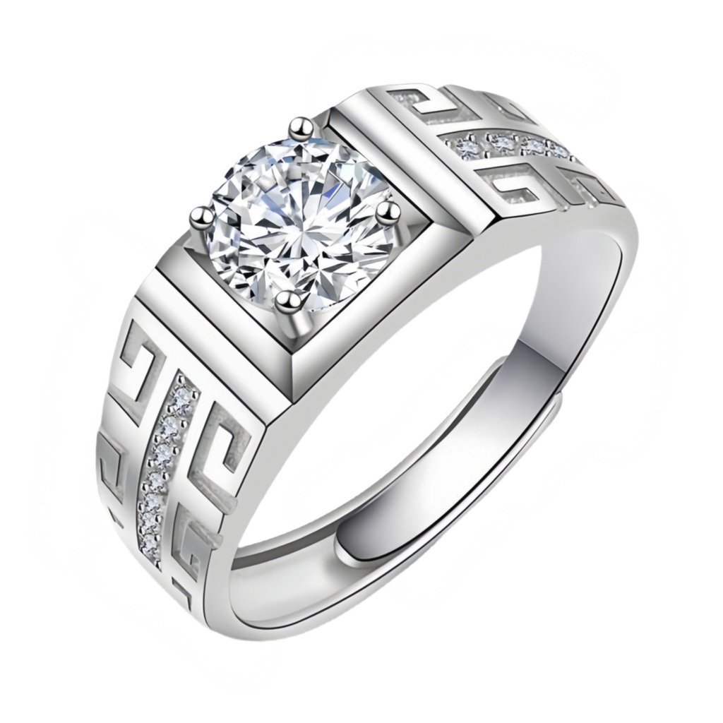 hoàn hảo cho lễ đính, nhẫn moissanite bằng thép titan có thể điều chỉnh kích thước, không phai màu dành