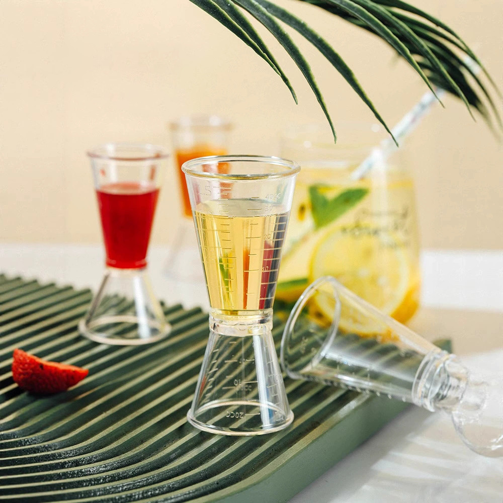 Cốc đo hai đầu 20 / 40ml mới Dụng cụ đo lường Cocktail bằng nhựa trong suốt Jigger Bar