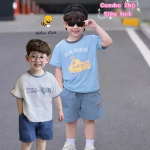 cộc tay TOM JERY & TÀU NGẦM IN NỔI, quần Bò áo COTTON 4 chiều