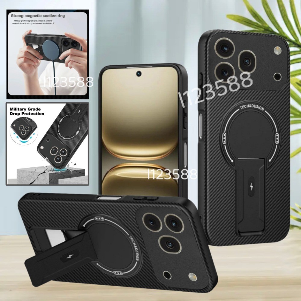 Dành Cho Honor 600Pro 5G Sợi Carbon Đứng Đứng Ốp lưng Từ Tính Cho Honor 600 Pro 5G 2026 Honor600 Honor600Pro Ốp Lưng