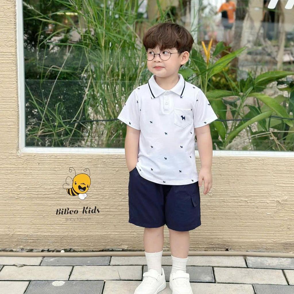 Bộ quần áo POLO PUSTER IN TRẦN   cho bé trai , Quần  áo chất COTTON mềm thoải mái cho bé