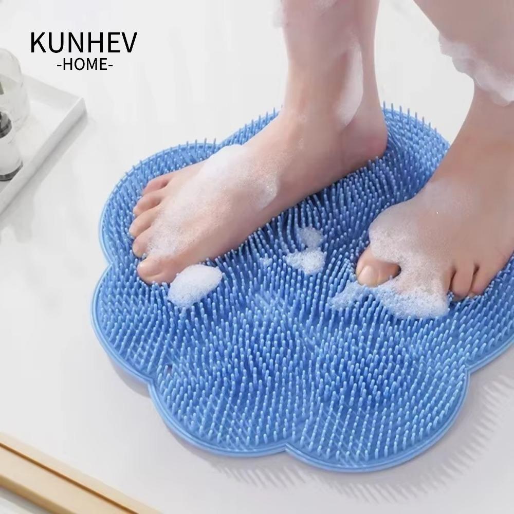 KUNHEV Bàn chải Massage KUNHEV, Tấm lót chân rửa bằng silicon tẩy tế bào chết toàn thân, chống trượt với tấm mát xa tắm hút phòng tắm