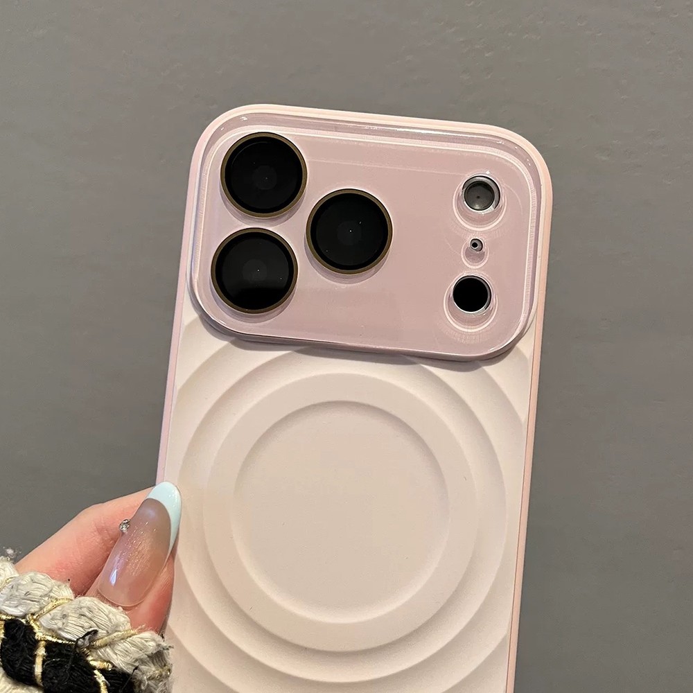 Ốp điện thoại silicon lỏng từ tính mạnh mẽ màu hồng cho iPhone 17 Pro Max 16 15 14 13 Vỏ bảo vệ ống kính máy ảnh chống sốc