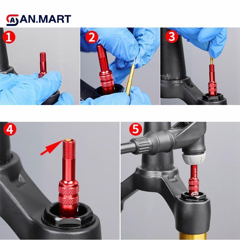 AN.MART Xe Đạp Dĩa Schrader Van Adapter Xe Đạp Đường Bộ Air Fork Bơm Hơi Van Adapter Cho Nĩa Iate Lốp Sử Dụng VN