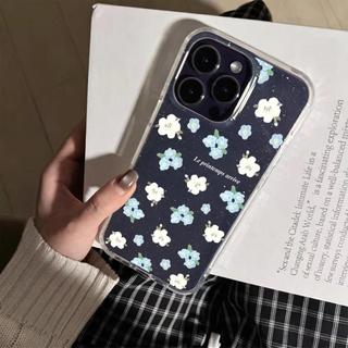 Hoa màu xanh trắng nhỏ cho trường hợpiPhone17promax1615plus141312pro trường hợp bột flash