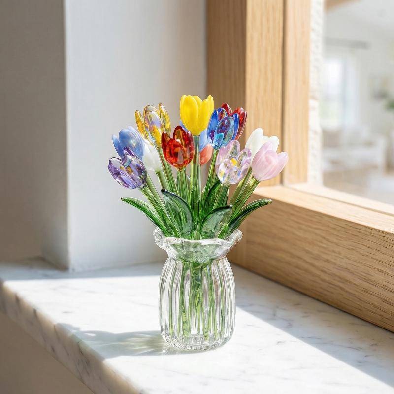 JINHF 6 Chiếc 7 Chiếc Mô Phỏng Hoa Thủy Tinh Thực Tế Tuyệt Đẹp Cây Nhân Tạo Cho Nhà Và Bàn Tươi Trang Trí Quà Tặng HOT