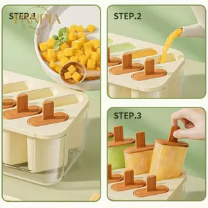 PNPIA- 8 Khoang Ice Lolly Khuôn Bộ Khay Tủ Đông PP Có Thể Tái Sử Dụng Có Sti Dễ Dàng Phát Hành Cho Tự Làm Popsicles Mùa Hè Làm Món Tráng Miệng