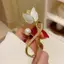 PNPIA- Hoa Hồng Pha Lê Ngọc Trai Thời Trang Thổ Cẩm Nữ Ánh Sáng Thanh Lịch Sang Trọng Phong Cách Mới Pin Cho Tiệc Kinh Doanh Quà Tặng
