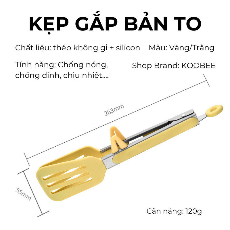 Kẹp Gắp Thực Phẩm Silicon KOOBEE 26.3cm - Kẹp Gắp Inox 304 Chống Dính Chịu Nhiệt BBQ Chiên Rán | 380