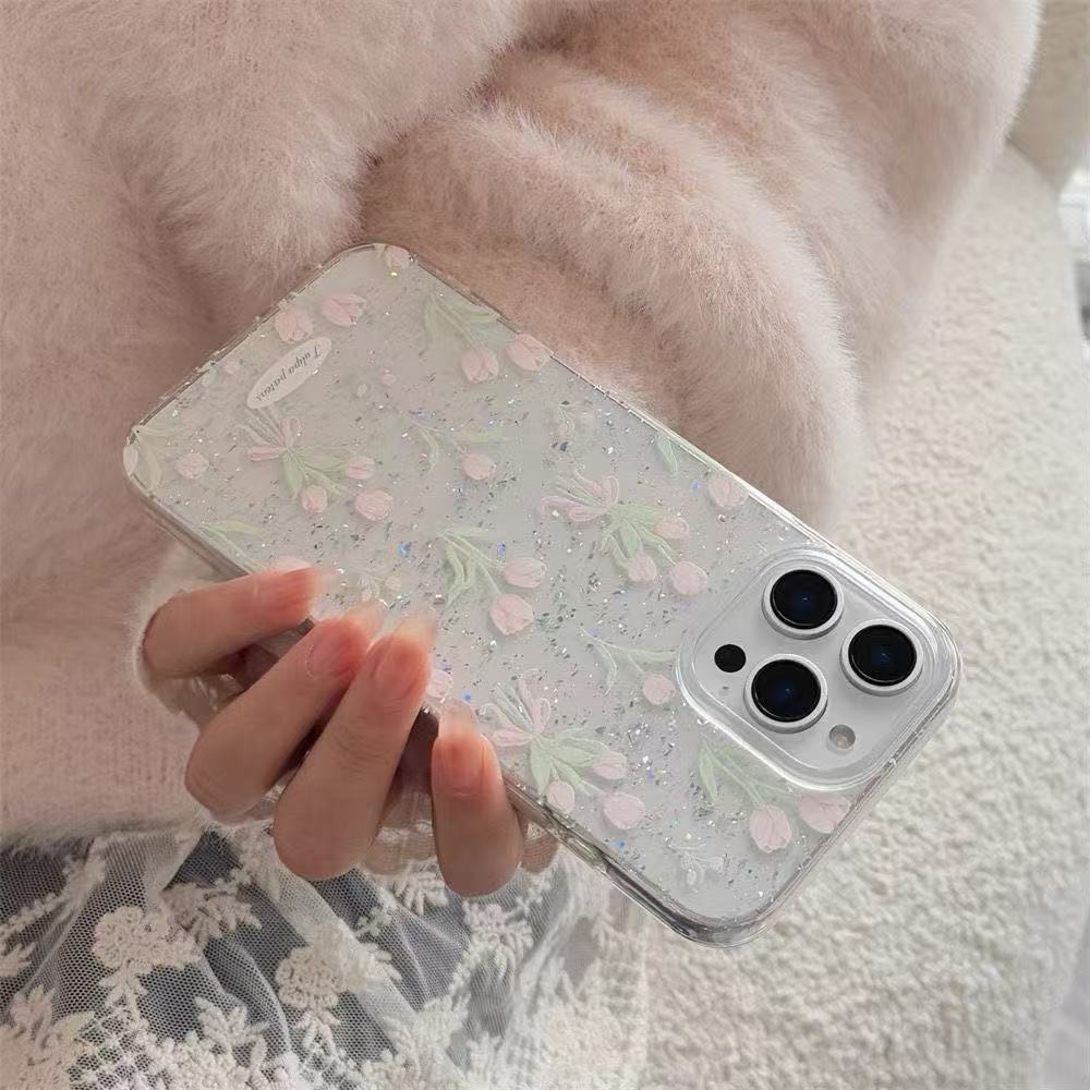 HoachoiPhone17PROMAXtrường hợp điện thoại161211xr lưới đỏ78p rõ ràng flash bột trường hợp