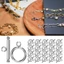 PYCOU 20 Bộ Vòng Tay Chuyển Đổi Móc Khóa, Thép Không Gỉ 14 Mm Vòng Cổ Chuyển Đổi Móc Khóa, Trang Sức Móc Khóa Tròn Bạc T-Bar Trang Sức Vòng Tay Làm Vòng Tay