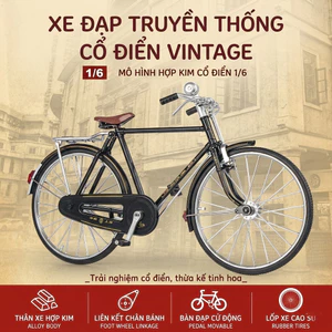 Xe đạp mô hình vintage 1:6 hợp kim trang trí quà tặng sưu tầm decor bàn làm việc studio quán cafe