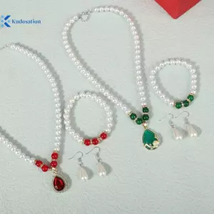 Kudosation Vintage Thời Trang Ngọc Trai Bộ Trang Sức Dành Cho Nữ Nelace Bông Tai Bộ Vòng Tay Tiệc Cưới Trang Sức Quà Tặng Pendientes Đẹp