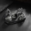 Bộ nhẫn rỗng đá quý bạc cổ điển 5 mảnh dành cho nam - Black Onyx & Deer Head & Fleur-De-Lis & Twisted Design - Gothic Punk để mặc hàng ngày