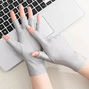 DELMER 1 Đôi Găng Tay Lụa Băng Mỏng, Găng Tay Chống Tia Cực Tím Spandex Nữ Chống Nắng, Màn Hình Cảm Ứng Màu Trơn Chống Tia UV Thoáng Khí Găng Tay Nửa Ngón Ngoài Trời
