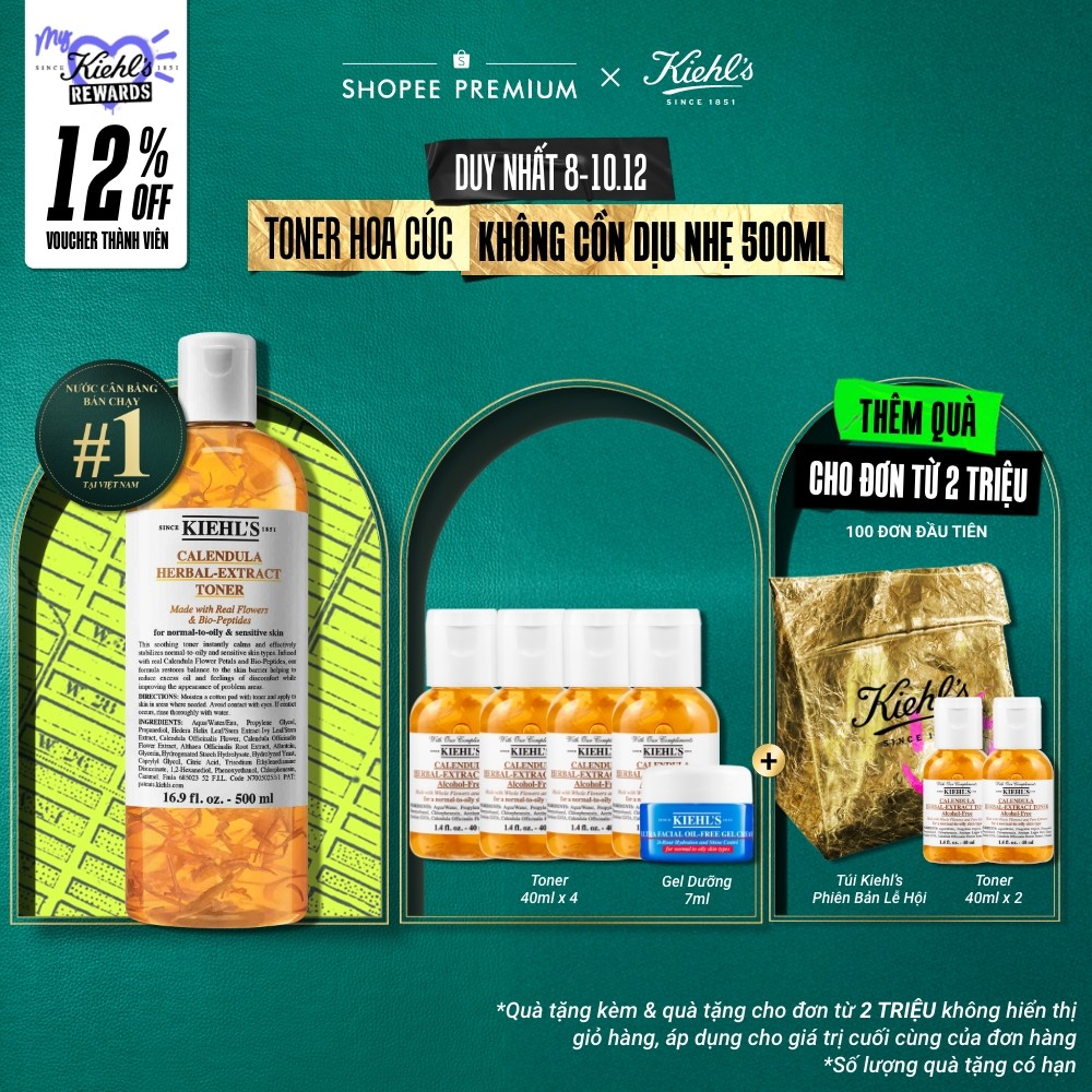 Nước cân bằng Hoa Cúc Kiehl's Calendula Herbal Extract Alcohol-Free Toner 500ml