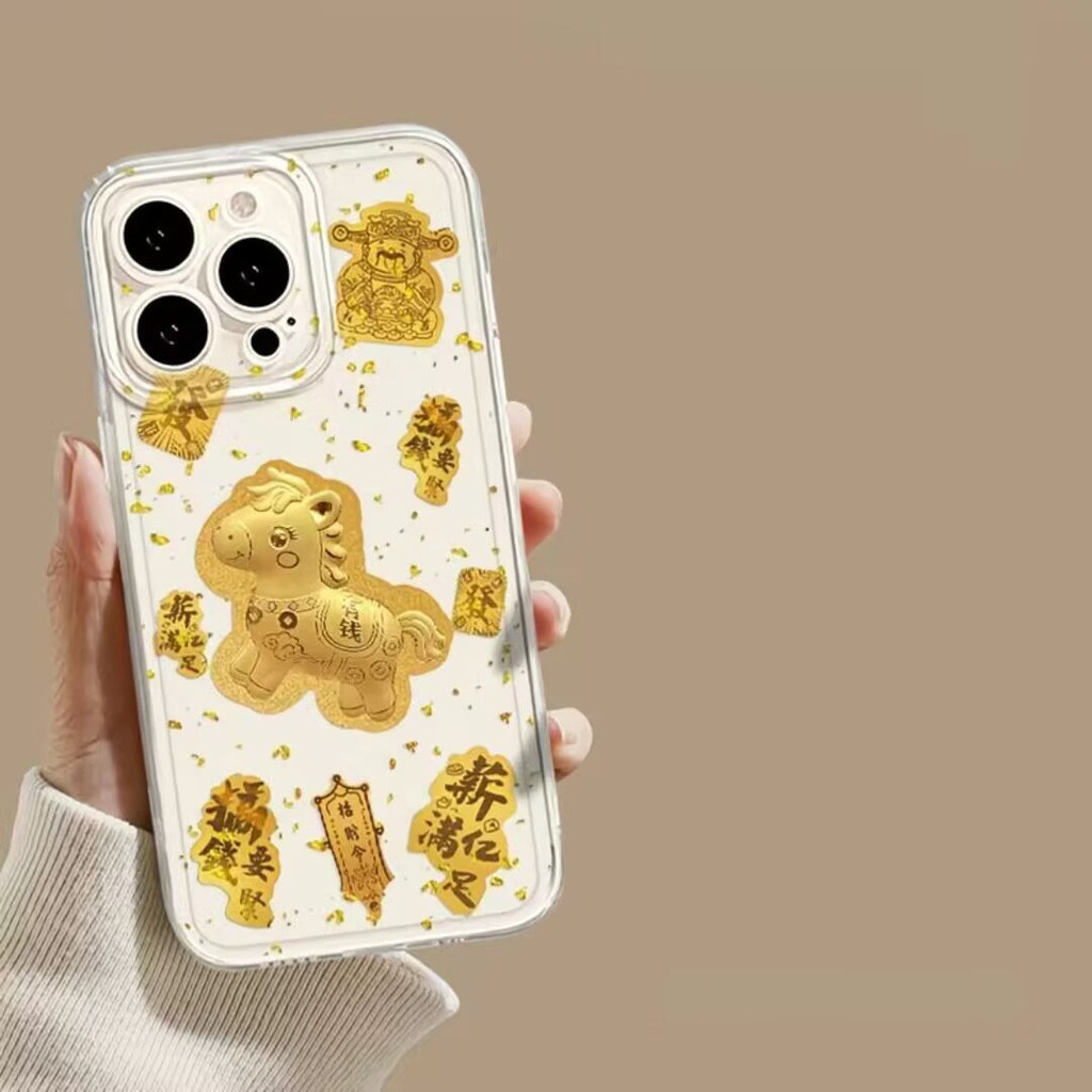 Thời Trang Ngựa Vàng Nhận Tiền Ngay Bây Giờ Ốp Lưng Cho OPPO A38 A18 A79 A98 A78 A60 Reno 10 5G 8 10 Pro Plus Realme C75 9 Pro 5G Ốp Điện Thoại Silicon Mềm Trong Suốt Họa Tiết TPU Trong Suốt