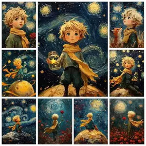 Hoàng Tử Bé Hoạt Hình Bé Trai Tranh Sơn Dầu Phong Cách Trang Trí Nhà Cửa Canvas Nghệ Thuật Treo Tường