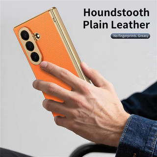 Họa tiết viền vàng bản lề full Case Funda cho Samsung Galaxy Z Fold 7 6 5 4 3 với vỏ màng thép