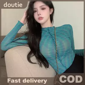 Doutie Áo Thun Cổ Tròn Tay Dài Thu Đông, Chất Liệu Lưới RetroSlim Fit