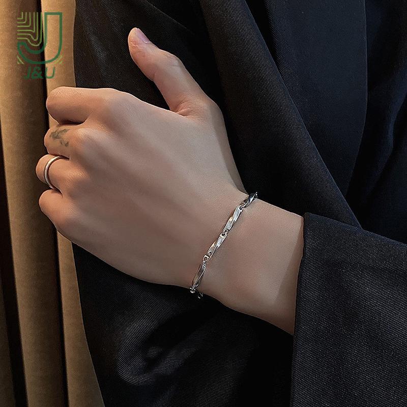 J & U Punk Vintage - Lắc Tay Xoắn Dệt, Vòng Tay Thép Titan Hợp Thời Trang