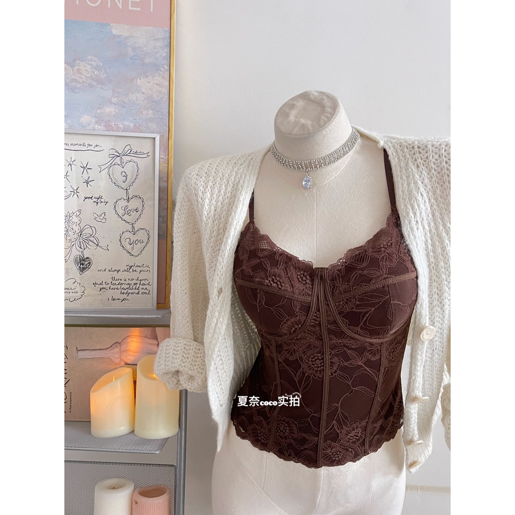 Áo ren gợi cảm thiết kế sling bên trong có miếng lót ngực, form slim tôn body