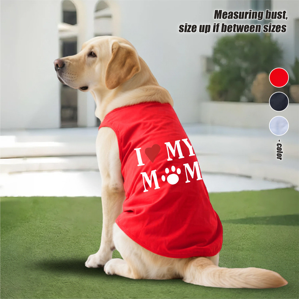 Áo vest chó lớn 3XL-6XL, Love Mom, Love Dad, King 's print, phong cách chui đầu, máy giặt, mềm mại và thoáng khí, thích hợp cho cả trong nhà và ngoài trời