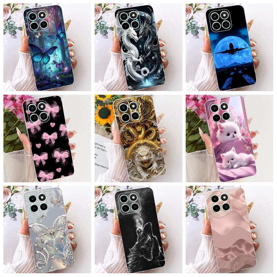 Vỏ Silicon Mềm Trong Suốt Cho Honor X5 Plus Ốp Lưng Điện Thoại Honor X5C Plus X5B Plus Vỏ Hoạt Hình Mèo Rồng Hoa Họa Tiết Bướm