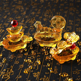 Citrine Đồ trang trí phong phú ngay lập tức Năm con ngựa Cá Đồ trang trí văn phòng Quà tặng Khắc pha lê Vàng