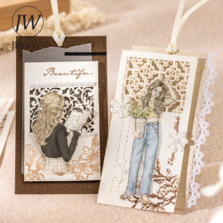 JIANWU Hoa Trong Các Trang Series Vintage Cây Rỗng Phong Cảnh Cắt Kéo Sổ Lưu Niệm Chất Liệu Giấy Sáng Tạo Rác Tạp Chí Văn Phòng Phẩm