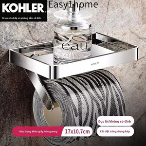 【 KOHLER 】 Giá đỡ khăn giấy bằng đồng và thép không gỉ, giá đỡ giấy vệ sinh, giá đỡ cuộn giấy vệ sinh, không cần khoan