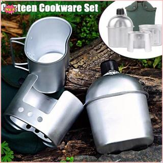 N & X 4 Cái / bộ Bộ Dụng Cụ Nấu Ăn Căng Tin Nhôm Bếp Hộp Cơm Trưa Bộ Bình Nước Đa Năng Có Tay Cầm Lấy Túi Vải.