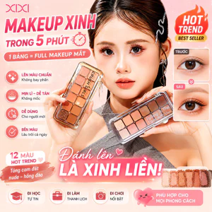 XIXI Bảng Phấn Mắt 12 Ô Tông Nâu Cam, Nhũ Mịn, Lên Màu Chuẩn, Dễ Tán, Lâu Trôi, Hợp Tân Thủ D820