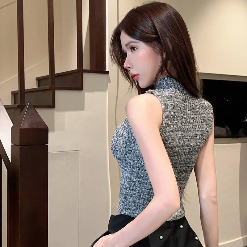Springevenstar Không Tay Áo Dệt Kim Xe Tăng Crop Tops Rỗng Ra 3D Hoa Camis Quần Áo Nữ Thời Trang Gợi Cảm Chắc Chắn Y2k Vest Springevenstar
