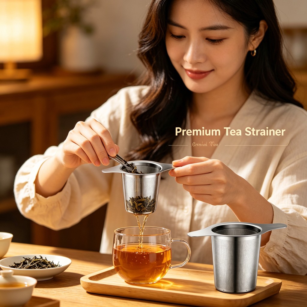 Bộ lọc trà bằng thép không gỉ mới Bộ lọc trà hình nón đôi tai Bộ lọc trà có thể tái sử dụng