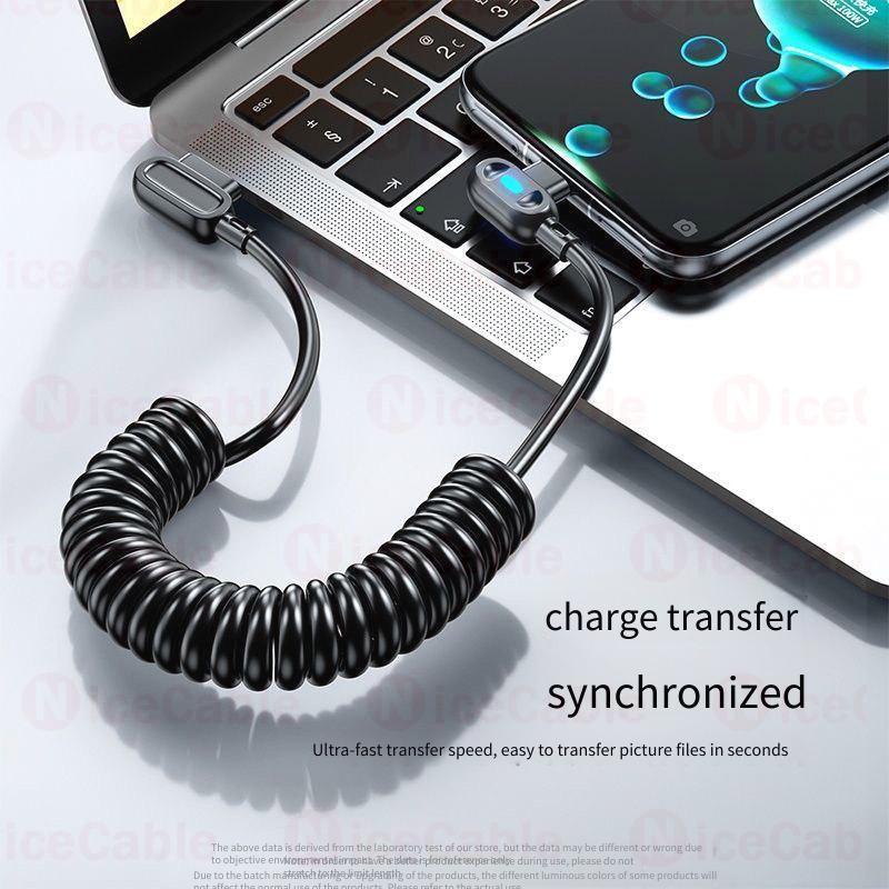 Cáp dữ liệu lò xo sạc siêu nhanh 120W, thiết kế khuỷu tay 90°, truyền dữ liệu, Type C / USB sang Type C