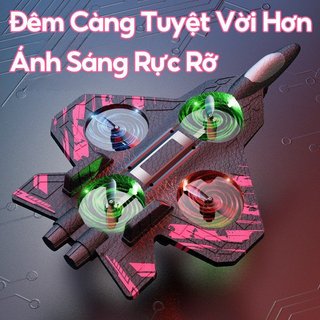 Máy Bay Xốp Điều Khiển Từ Xa 4 Động Cơ Một Phím Takeoff Cảm Biến Trọng Lực Chống Va Chạm Bật Sáng Đồ Chơi Trẻ Em